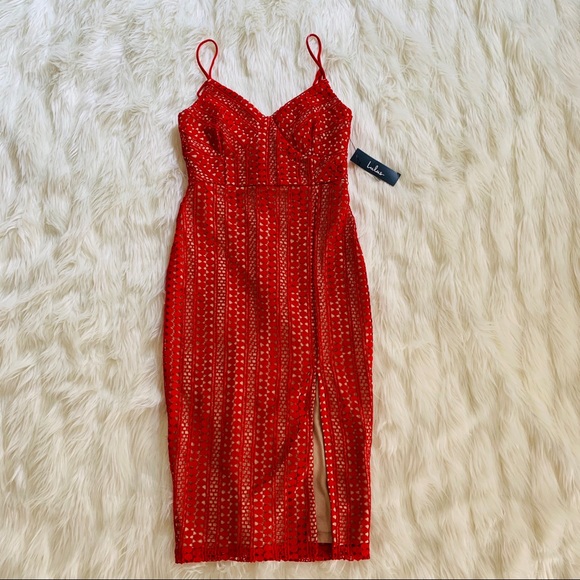 LULU’S‎ NEW WITH TAGS crochet LACE strapped sexy siren red evening cocktail - Picture 2 of 9